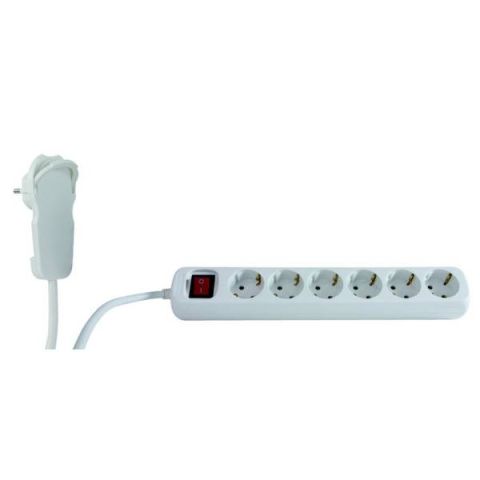 GAO Elosztó 6-os kapcsolóval, 2m,  fehér 12626114 - elektrobagoly.hu
