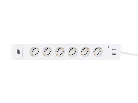 Asztali elosztó "COMBINI" 6-os túlfesz védelemmel, 3x1.5, 1.4m 2xUSB (2Euro/alj) 0015654103