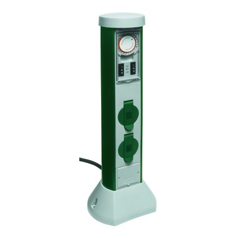 Kerti energiaoszlop Greencraft 2 dugaljjal, mechanikus időkapcsolóval, 5m vezetékkel IP44,  0068206251 
