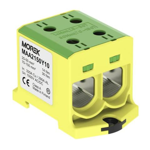 OTL150-2 Fővezetéki sorkapocs, 2xAl/Cu 25-150, 1000V, zöld/sárga