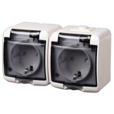 GAO Aquastar 2P+F csapófedeles aljzat,2-es,átlátszó IP44 22121 - elektrobagoly.hu