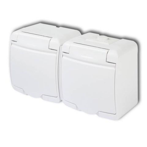 GAO Aquastar 2P+F csapófedeles aljzat,2-es,fehér IP44 22151 - elektrobagoly.hu