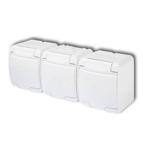 GAO Aquastar 2P+F csapófedeles aljzat,3-as,fehér IP44 22161 - elektrobagoly.hu