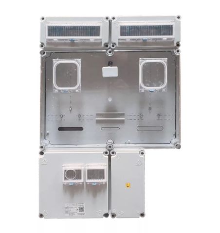 PVT 6075 Á-V Fm-SZ ÁK-U M63.80A és V32A mérés szabadvezetékes, felületre szereltkivitelben felületre szerelt kivitelben, 2 db 1530 ÁK 1x12 fogyasztói           elosztóval, PVT 1530 FF fő földelő sínnel