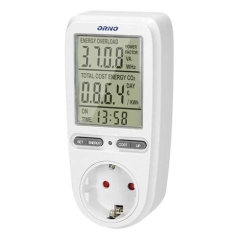 Fogyasztásmérő, dugaljba dugható, nagy LCD kijelzővel,3680W 312612
