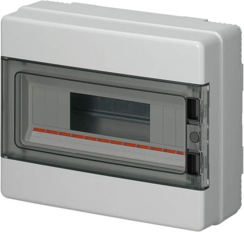 Elettrocanali 12modul (1x12P)falon kívüli műanyag kiselosztó füstszínű ajtóval, IP65