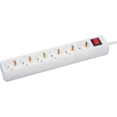 GAO Elosztó 6-os kapcsolóval, 1.4m, 3x1.0fehér  6617H - elektrobagoly.hu