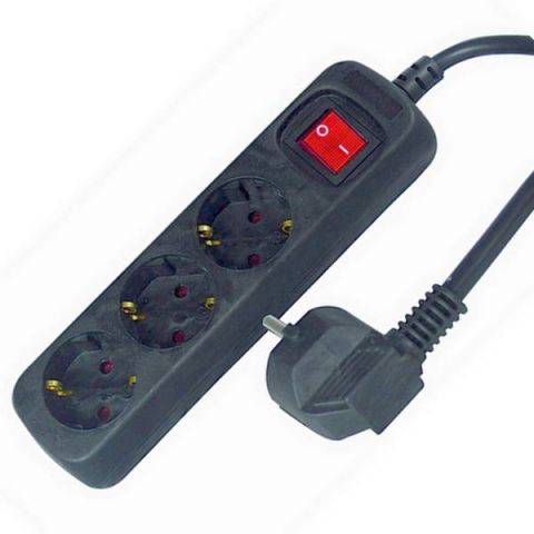 GAO Elosztó 3-as kapcsolóval, 1.4m, 3x1.0, fek 6628H - elektrobagoly.hu