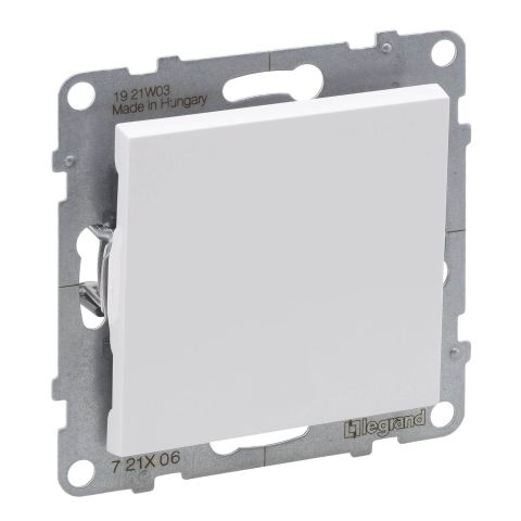 Legrand SUNO 721106 váltókapcsoló (106), fehér burkolattal, rugós bekötés, keret nélkül, süllyesztett, 10A 250V IP20                                             