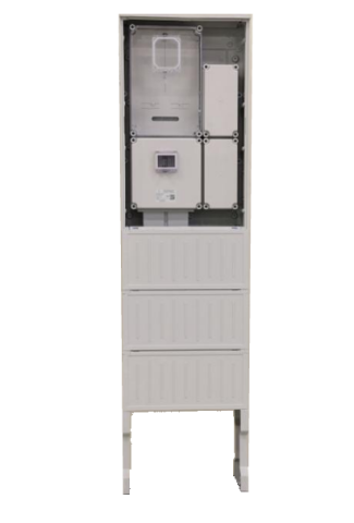 PVT-K-L Fm-53-U Egy felhasználói helyes M63.80A mérés földkábeles, szabadon állófogyasztói főelosztóval, 530 mm széles szekrényben