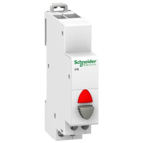 Schneider Electric ACTI9 iPB nyomógomb.1NC,szürke, piros LED, 12-48V A9E18039 - elektrobagoly.hu