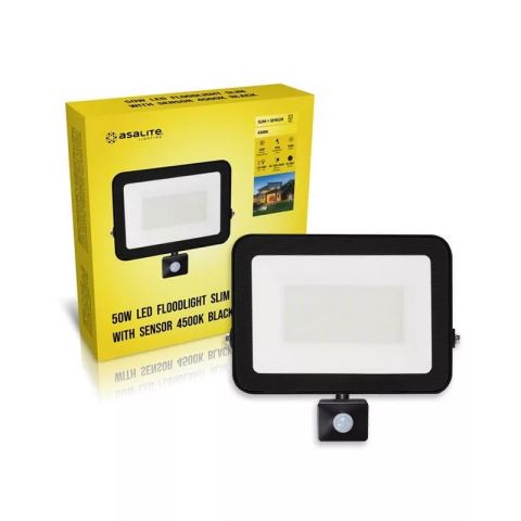 LED reflektor 50W 4500K slim 4500lm+mozgásérzékelő