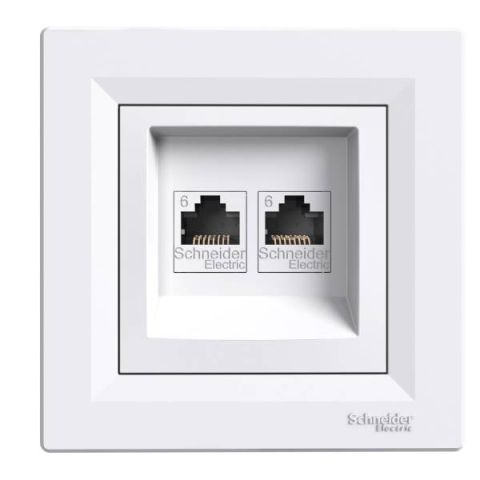 Schneider Electric ASFORA 2xRJ45 Cat6 UTP dugaszolóaljzat,fehér, kerettel EPH4800121 - elektrobagoly.hu