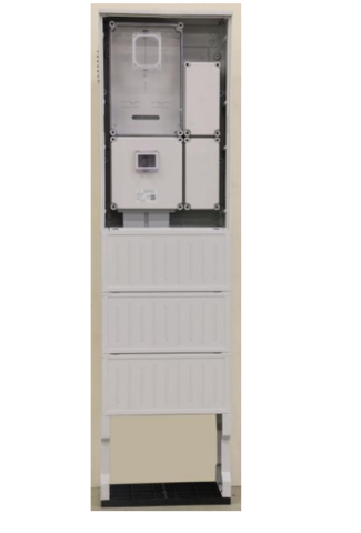 PVT-K-L Fm-53-U Egy felhasználói helyes M63.80A mérés földkábeles, szabadon állófogyasztói főelosztóval, 530 mm széles szekrényben