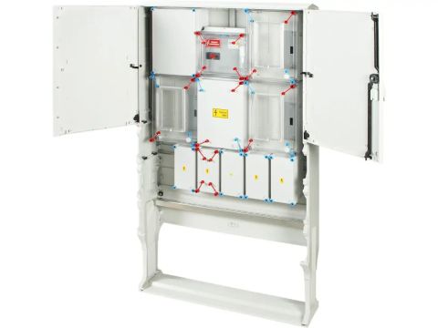 HCS431E-CS1 Csoportos mérőhely , Három, vagy két  fogyasztó részére,            mindennapszaki, vagy mindennapszaki és H-tarifás  mérésre, földkábeles          csatlakozásra,  leásható szekrényben