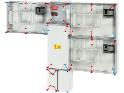 HCS432-CS1 Csoportos mérőhely  , Három fogyasztó részére, mindennapszaki,       vagy mindennapszaki és H-tarifás  mérésre, földkábeles és szabadvezetékes       csatlakozásra, felületre szerelhető kialakításban