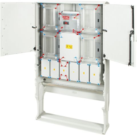 HCS441E-CS1 Csoportos mérőhely Négy, vagy három, vagy két  fogyasztó részére, mimindennapszaki és H-tarifás  mérésre, földkábeles csatlakozásra, leásható       szekrényben