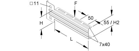 Niedax tartókonzol középnehéz kivitel, 73X305 mm KTUM300F 