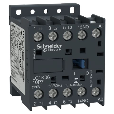Schneider Electric LC1K0610B7 mágneskapcsoló  6A. 3p+1z segédérintkezővel 24VAC - elektrobagoly.hu