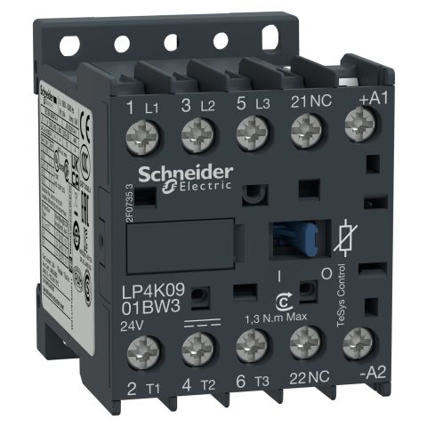 Schneider Electric LP4K1201BW3 mágneskapcsoló 24VDC.12A. 3p+1ny segédérintkező kis - elektrobagoly.hu