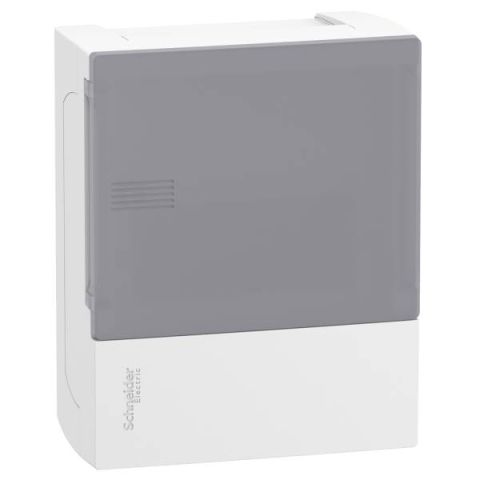 Schneider Electric MINI PRAGMA kiselosztó tejüveg hatású átlátszó ajtó, falon kívüli MIP12106T - elektrobagoly.hu