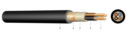 NYCY 3X6RE/6mm2 PVC szigetelésű réz földkábel, réz árnyékolással