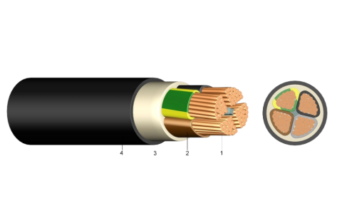 Rézkábel, NYY-J 5X185mm2 RM 0.6/1kV PVC szigeteléssel,
