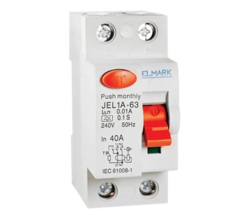 Elmark Áramvédőkapcsoló (fí-relé) 2P 10A/500mA, 6kA, A típusú  - elektrobagoly.hu