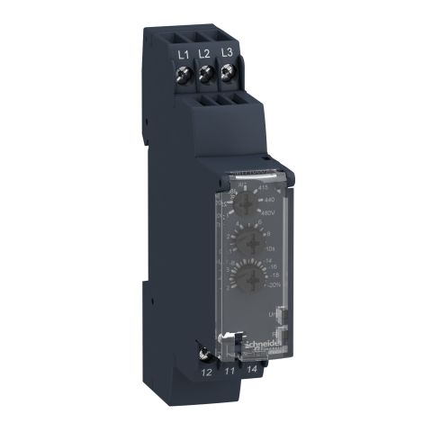 Schneider Electric RM17TA00 Zelio Control háromfázisú fázisfigyelő relé, 1CO, 5A, 208…480VAC, RM17TA00 - elektrobagoly.hu