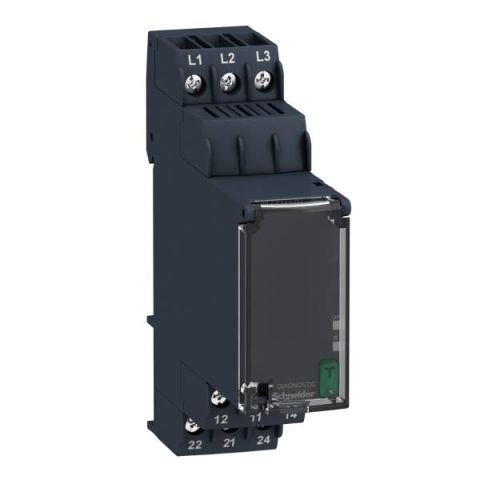 Schneider Electric RM22TG20 Zelio Control háromfázisú fázisfigyelő relé, 2CO, 8A, 208…480VAC - elektrobagoly.hu