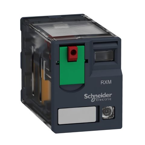 Schneider Electric RXM4AB2B7 miniatűr segédrelé, 4váltóérintkezővel (4CO), 6A, 24VAC tesztgombbal és LED jelzésssel - elektrobagoly.hu